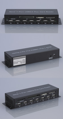 Metal 7 Port USB and Card Reader Hub : GC-US7C